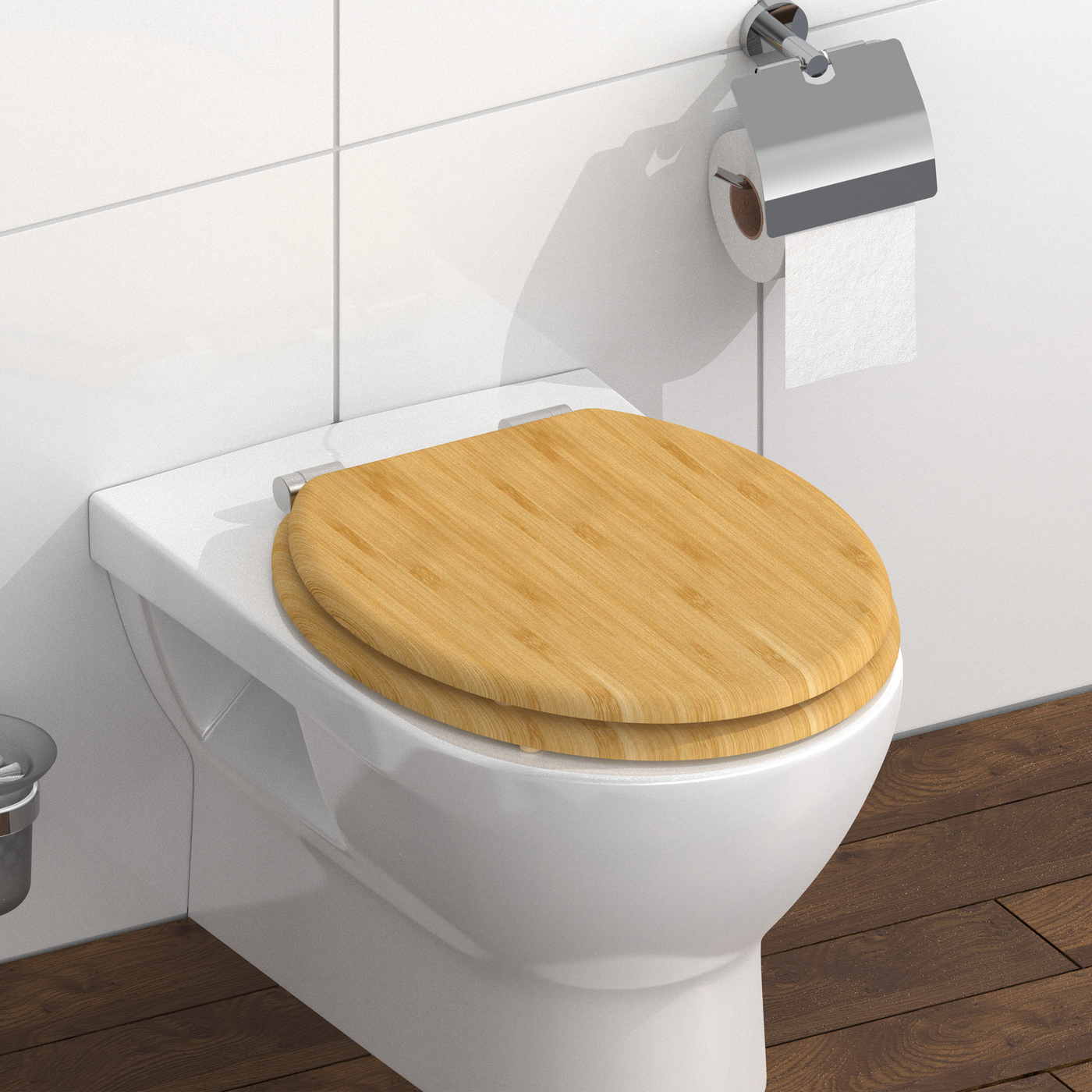 Abattant WC en Bambou massif BAMBOO avec frein de chute