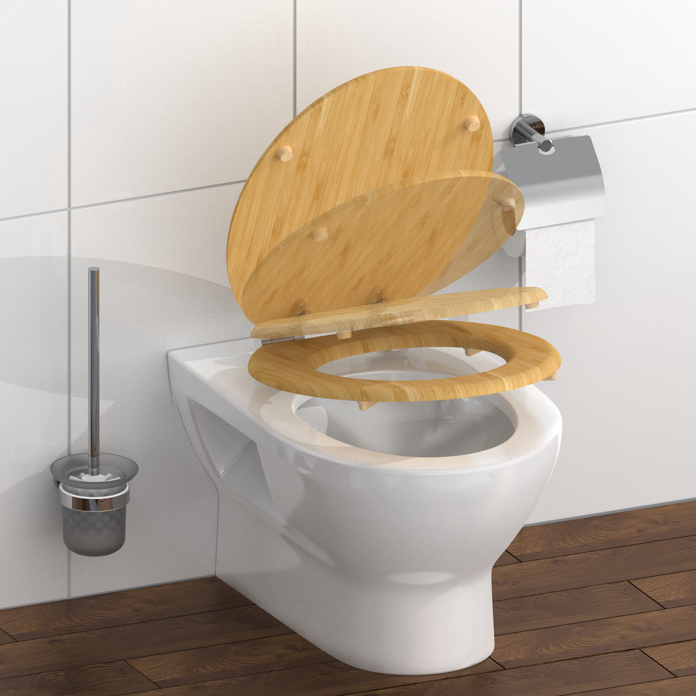 Abattant WC en Bambou massif BAMBOO avec frein de chute