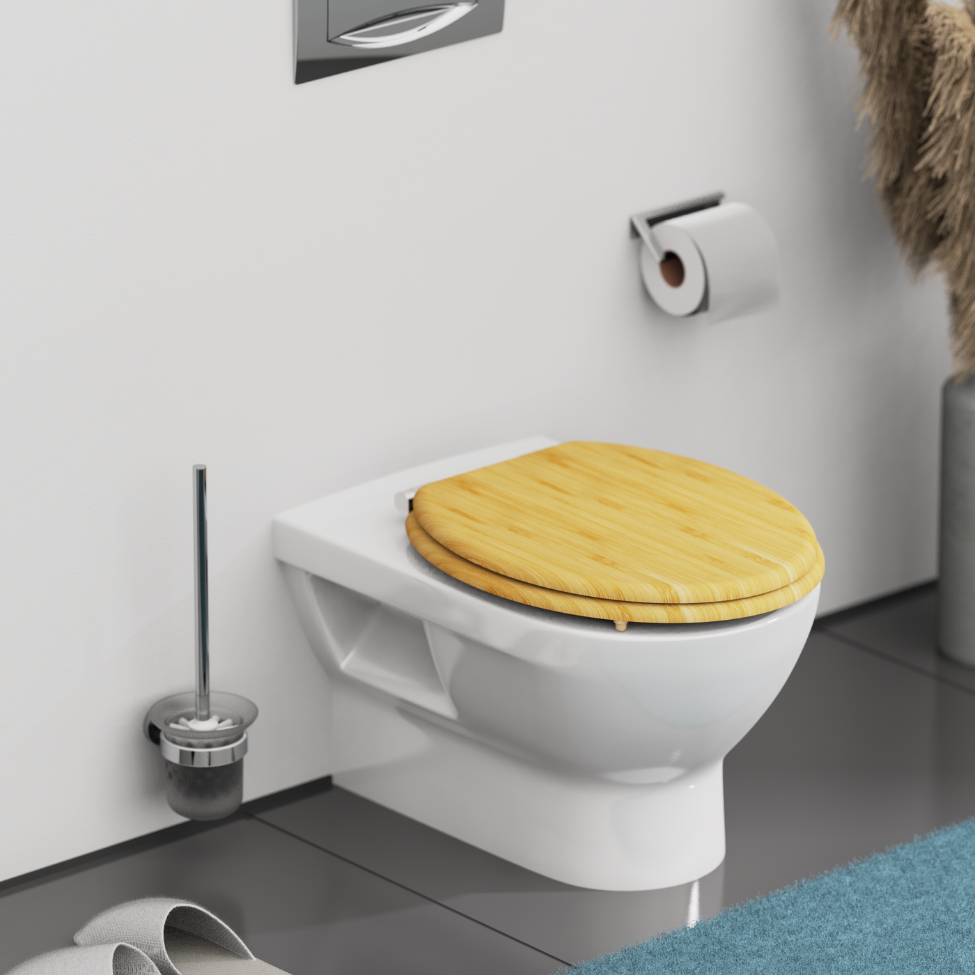 Abattant WC en Bambou massif BAMBOO avec frein de chute