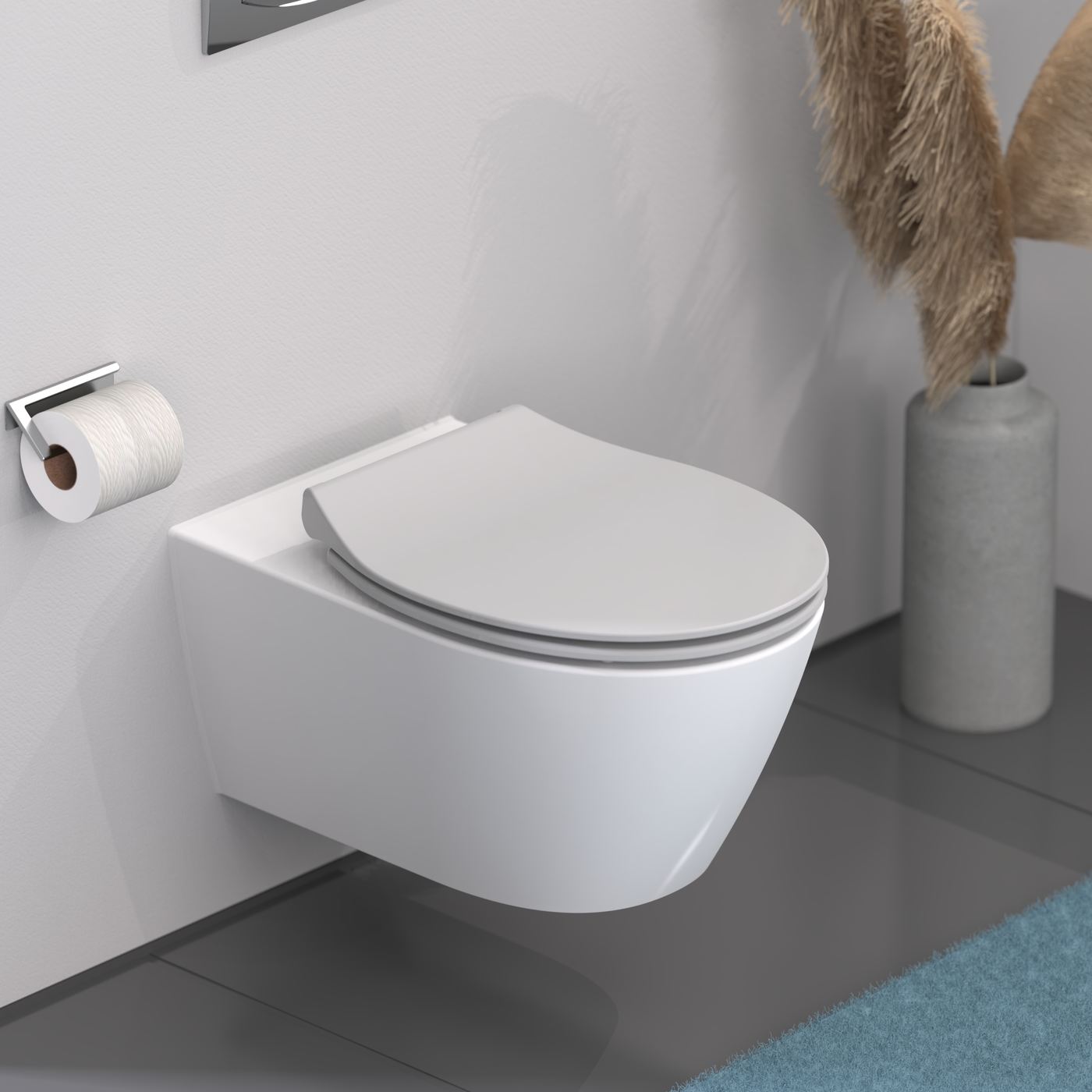 Abattant WC extra fin en duroplast SLIM avec frein de chute Gris clair