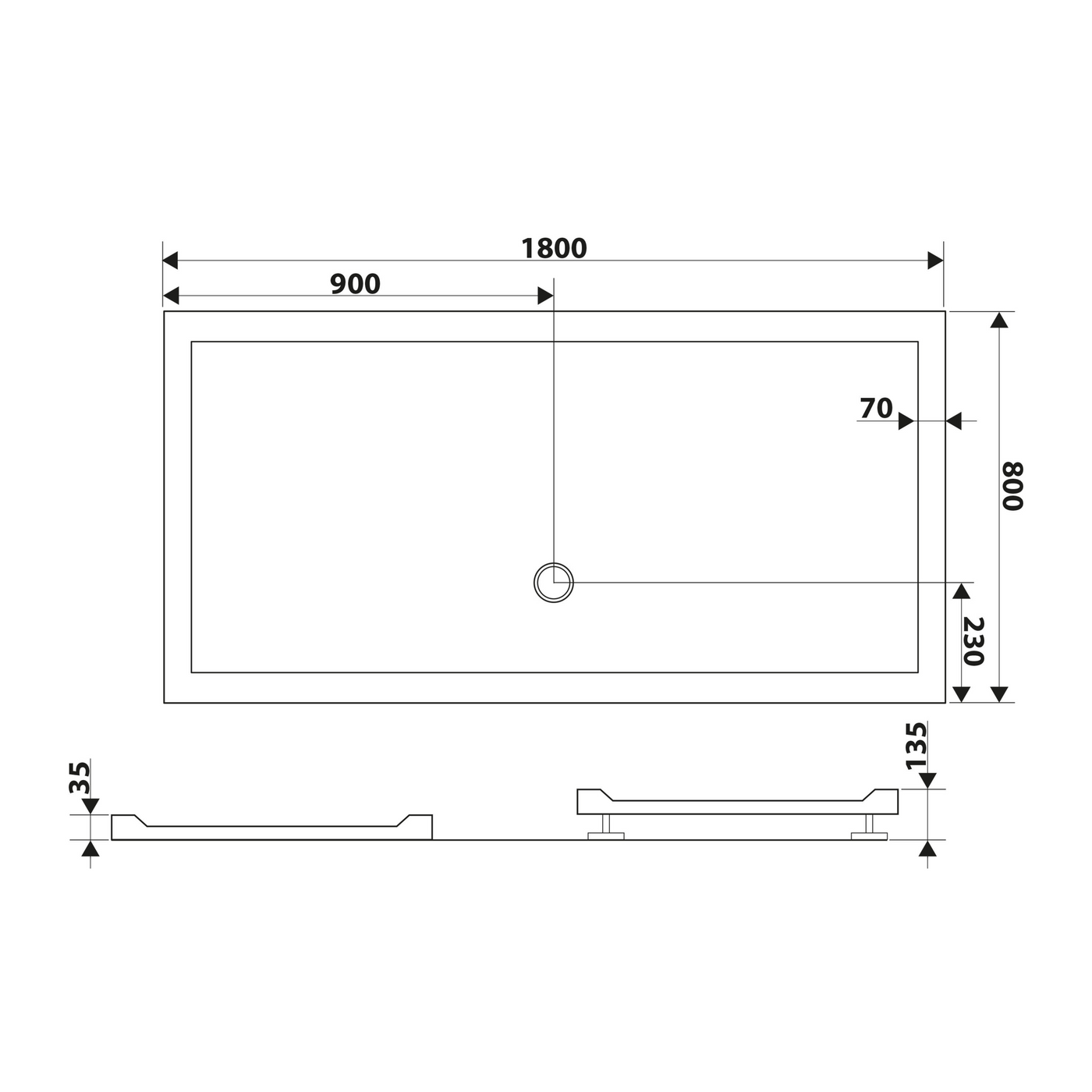 Receveur de douche extra plat OXALYS acrylique 1800x900