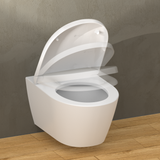 Abattant WC forme en "D" en duroplast blanc avec frein de chute - WHITE