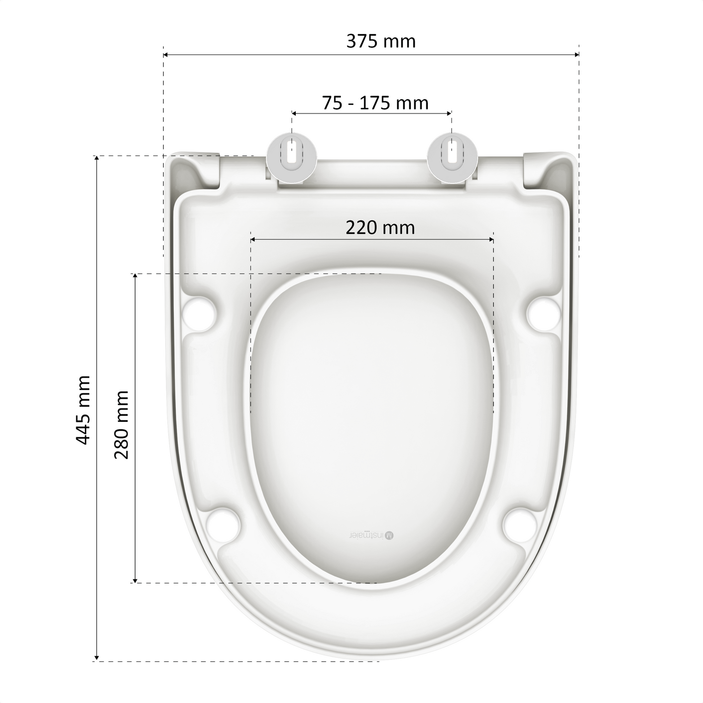 Abattant WC forme en "D" en duroplast blanc avec frein de chute - WHITE