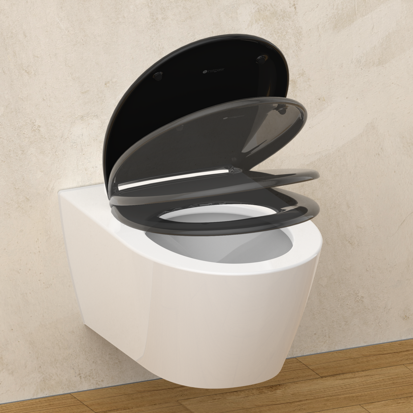 Abattant WC ovale en duroplast noir avec frein de chute - BLACK