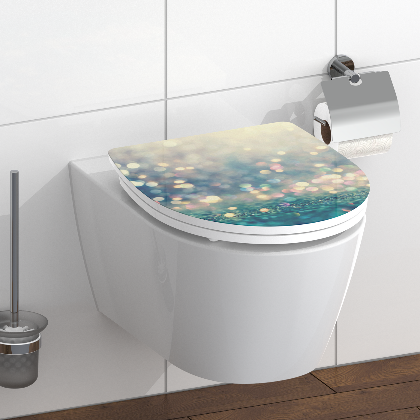 Abattant WC en duroplast gloss MAGIC LIGHT avec frein de chute Turquoise