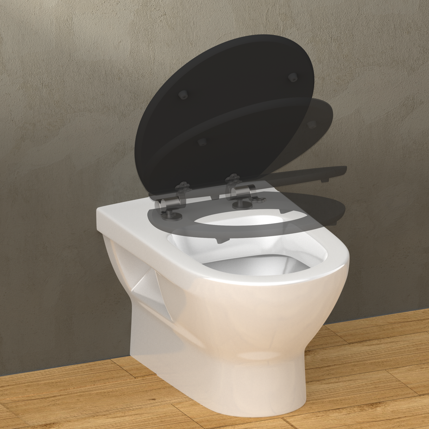 Abattant WC ovale en MDF noir avec frein de chute