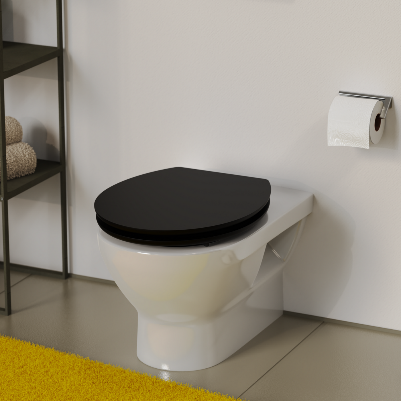 Abattant WC ovale en MDF noir avec frein de chute