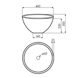 Vasque salle de bain ronde à poser pierre beige EDEN 1 bac 400x400x300