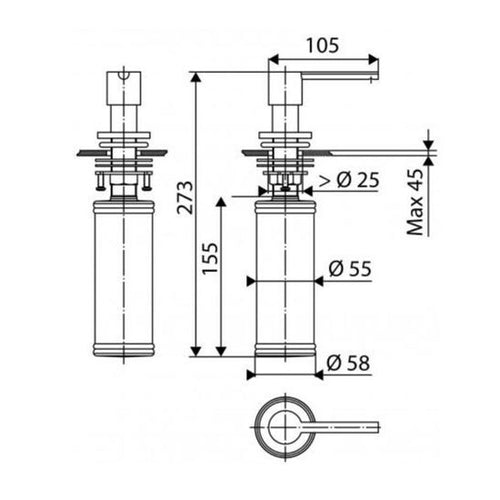 Distributeur savon Luisina bec arrondi en inox massif