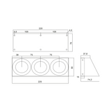 Prise plan de travail BARRY - Bloc 3 prises soft touch noir