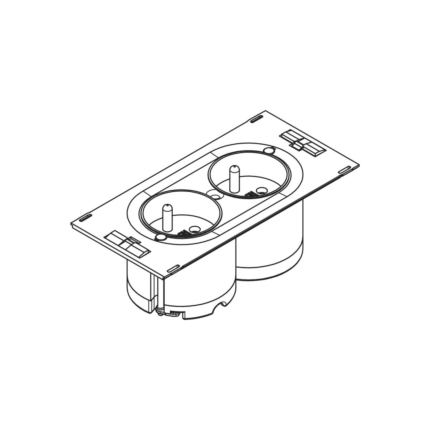 Prise plan de travail COMO - Bloc 2 prises à encastrer noir