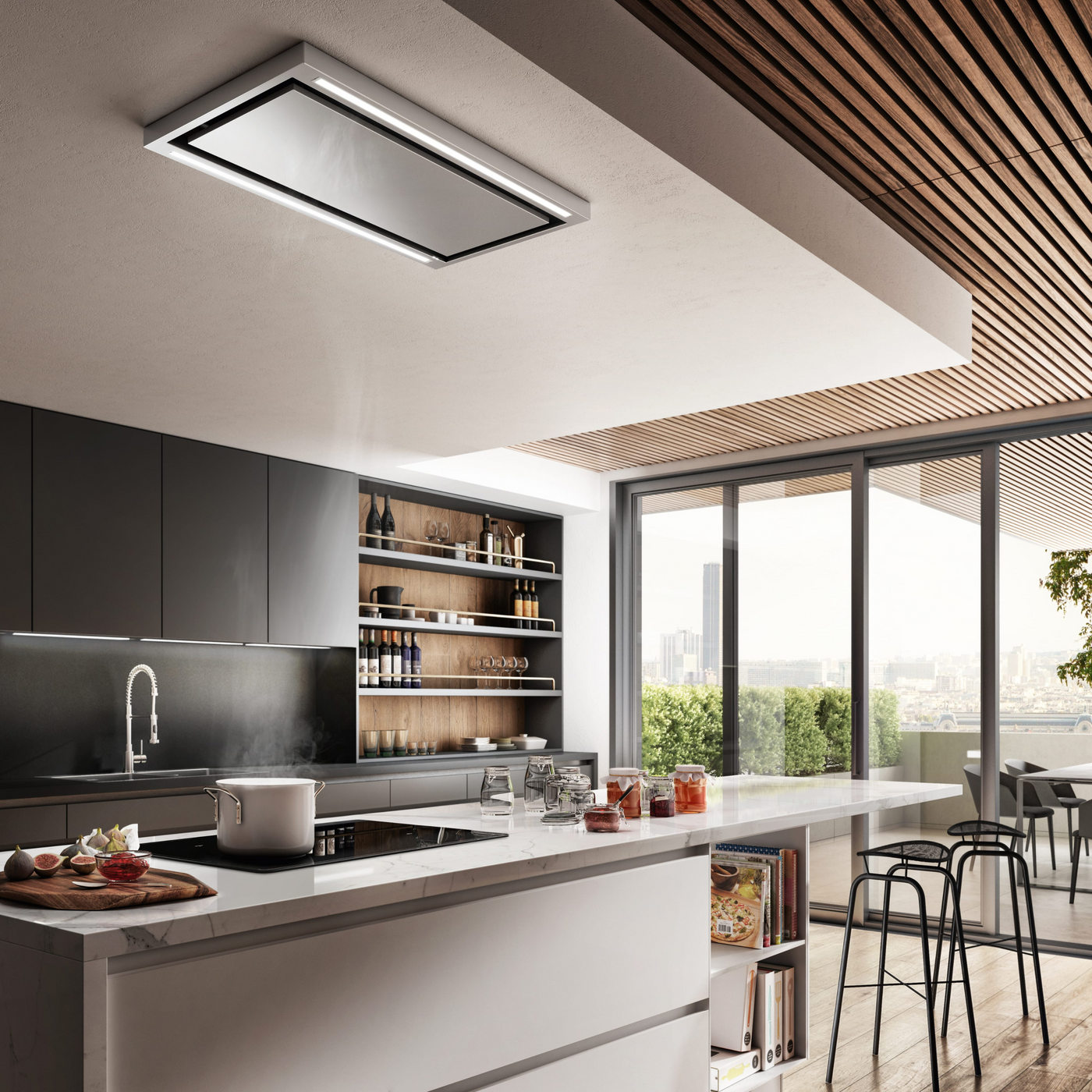 Hotte plafond Elica CLOUD SEVEN inox 90cm évacuation