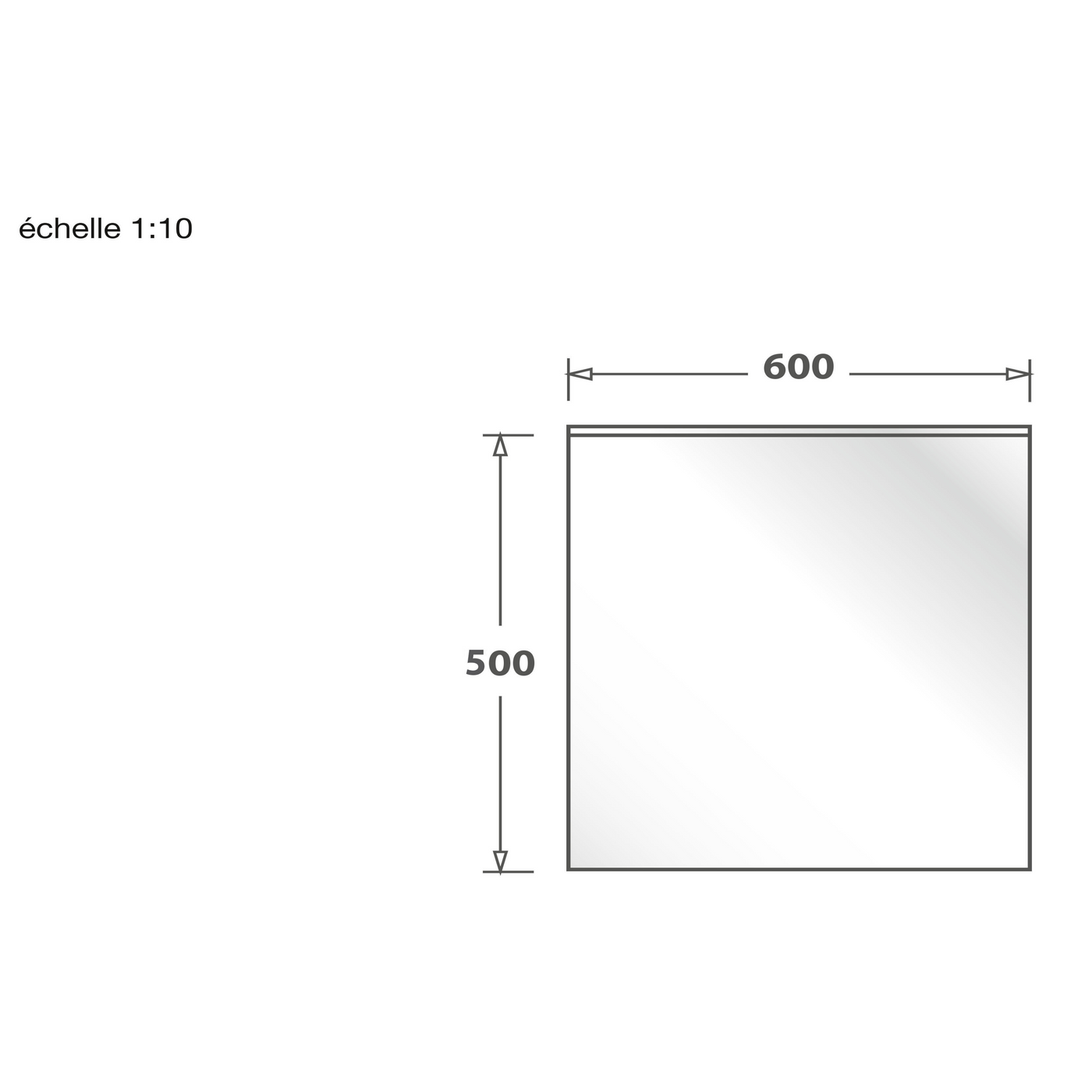 Crédence cuisine fond de hotte inox - Hauteur 50 cm L600xH500