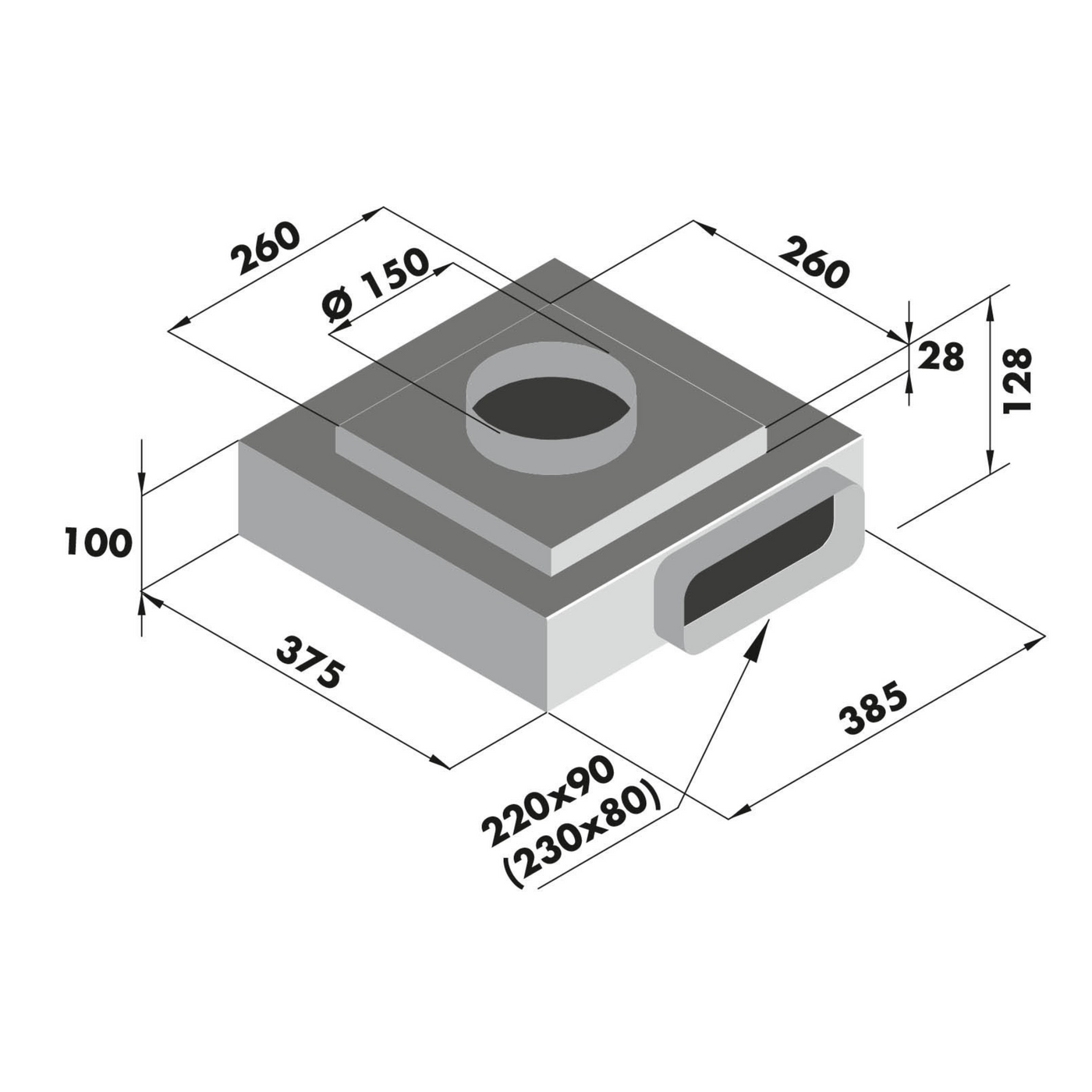 Hotte plan de travail Airone TITAN 90 cm verre noir - moteur à commander séparement