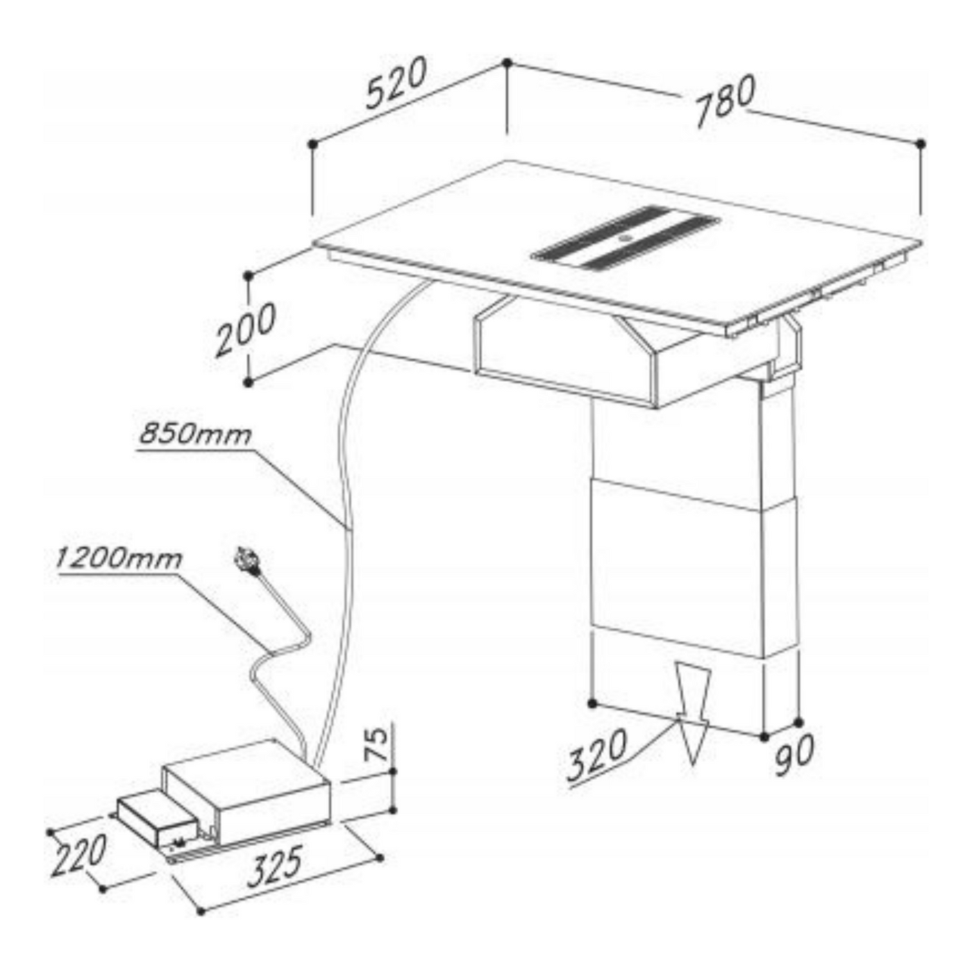 Plaque de cuisson avec hotte intégrée Luisiair SANREMO 80cm - Évacuation