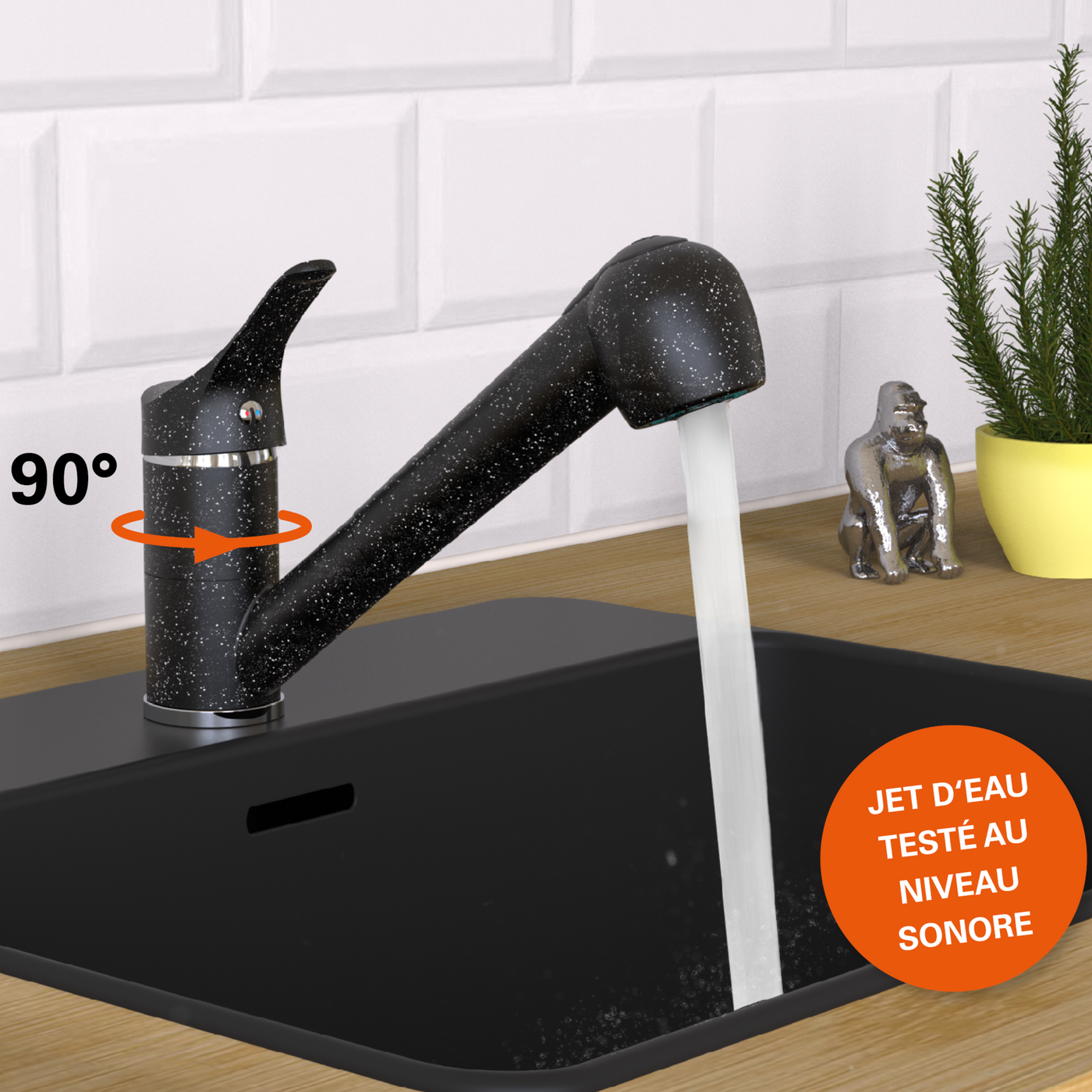 Robinet douchette Noir mat GRANIT