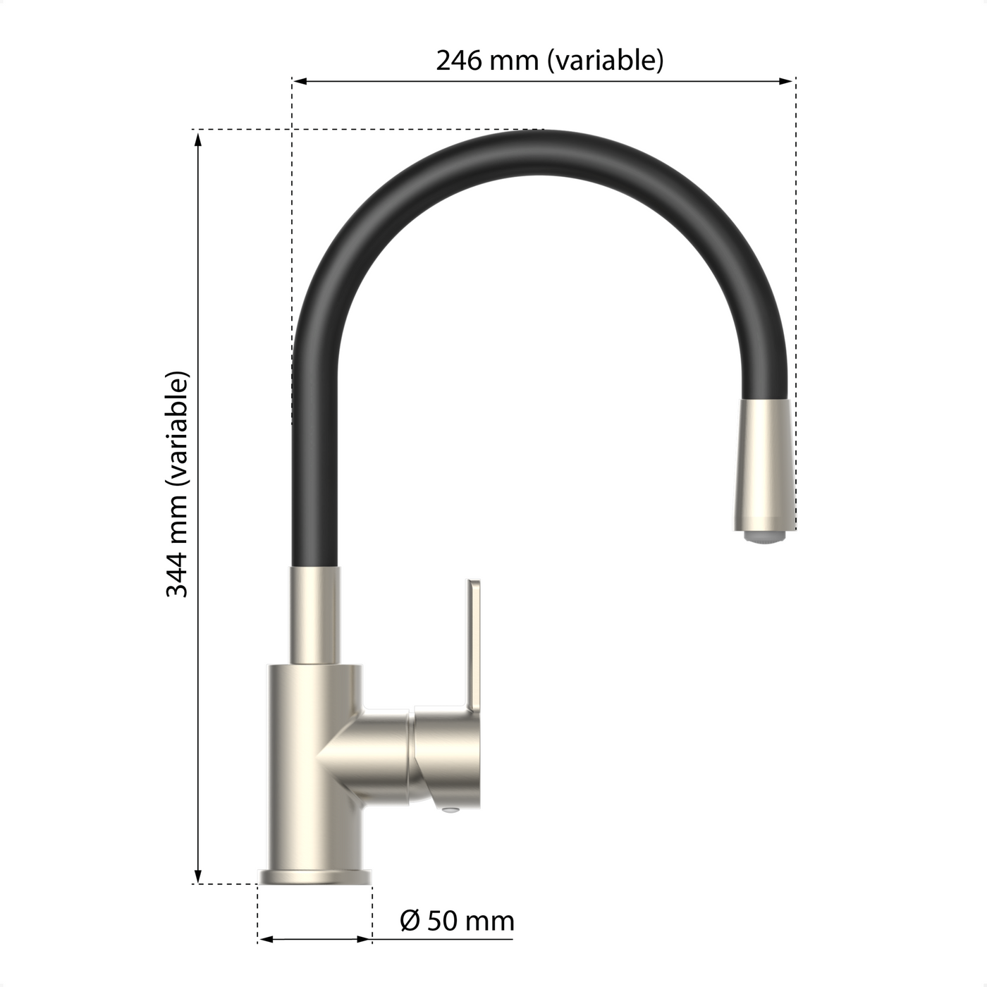 Robinet douchette noir et inox FLEXO