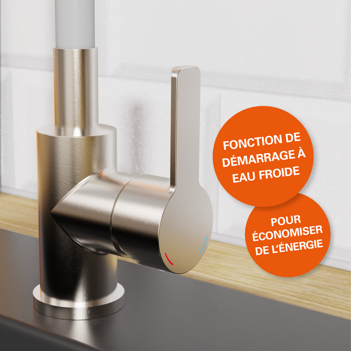 Robinet douchette gris et inox FLEXO