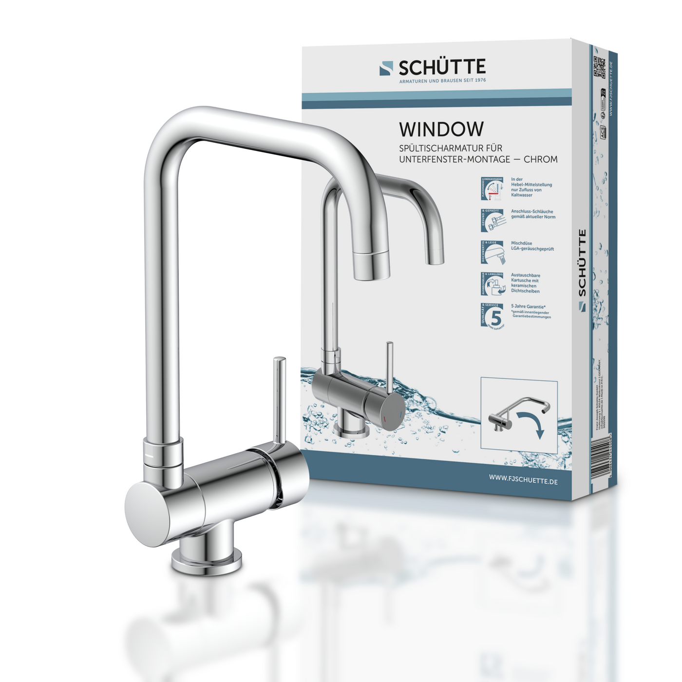 Robinet Rabattable Schütte WINDOW chromé