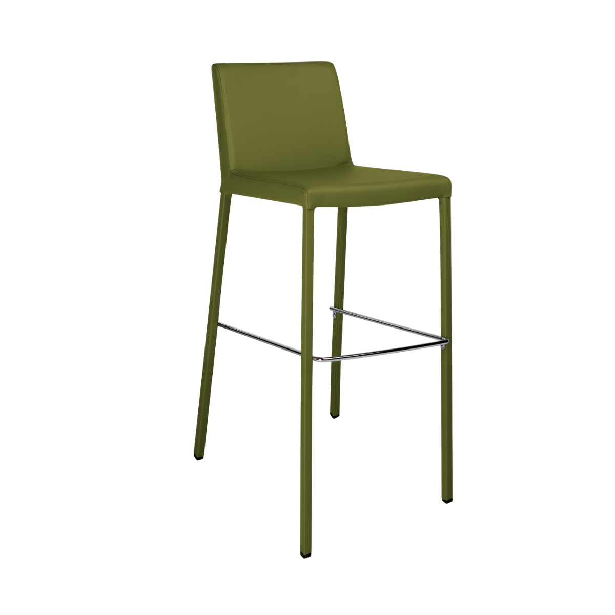 Tabouret de bar JIMMY hauteur bar en vinyle vert kaki