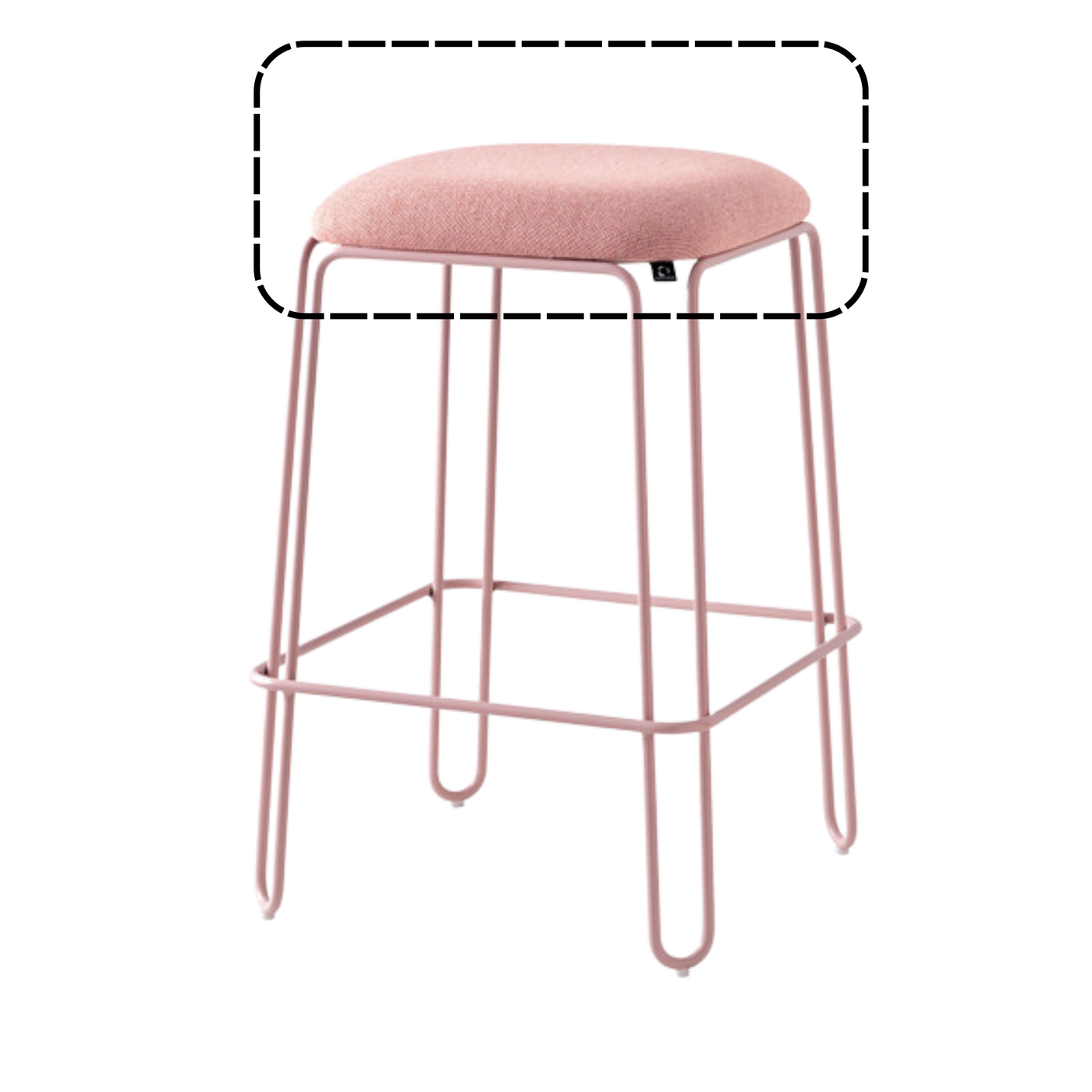 Assise pour tabouret SACHA rose - piètement à commander séparemment