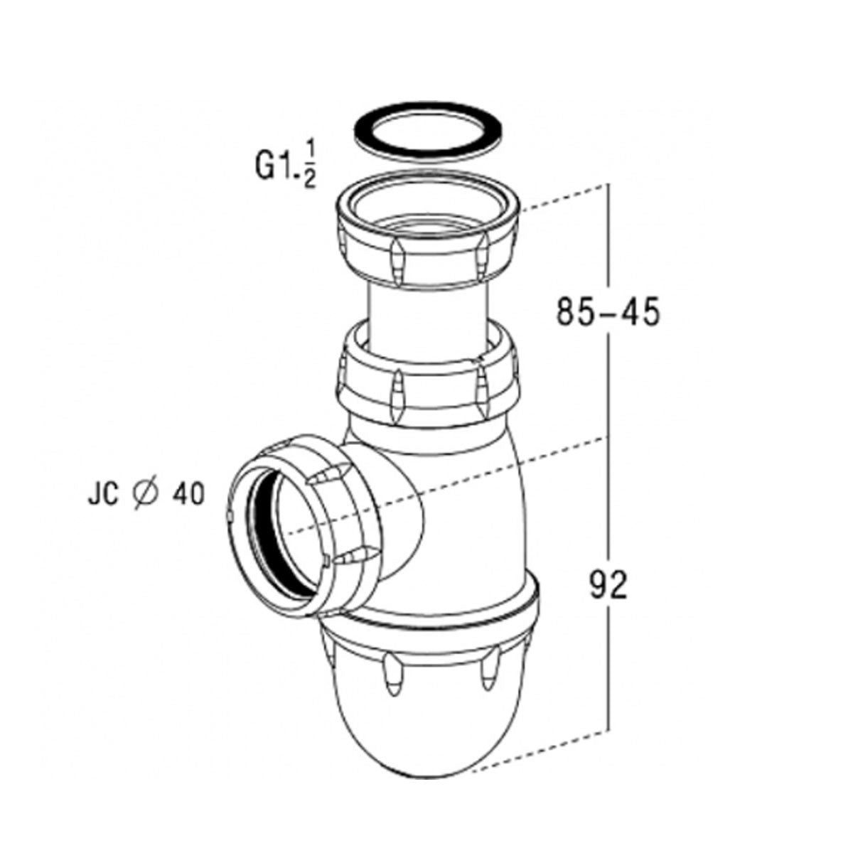 Siphon pour cuisine Tube 40 mm